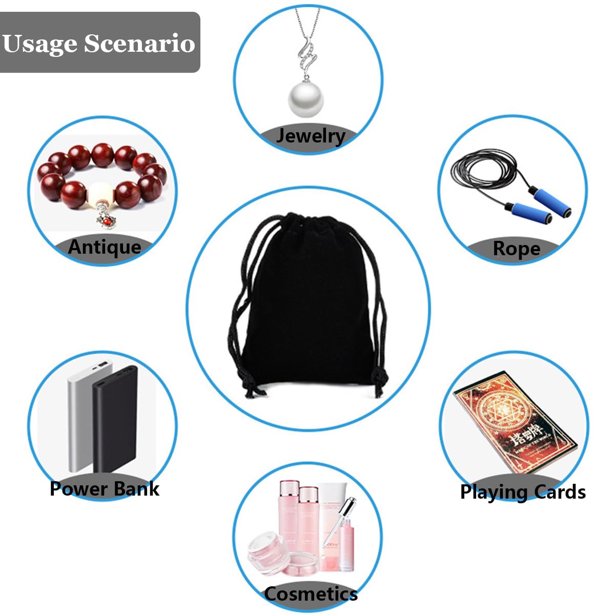 50 Stück Portable Samtbeutel Schmuckbeutel Tunnelzug Schmuck Beutel Geschenksäckchen für Schmuck Hochzeit Party Feiern Weihnachten DIY Handwerk