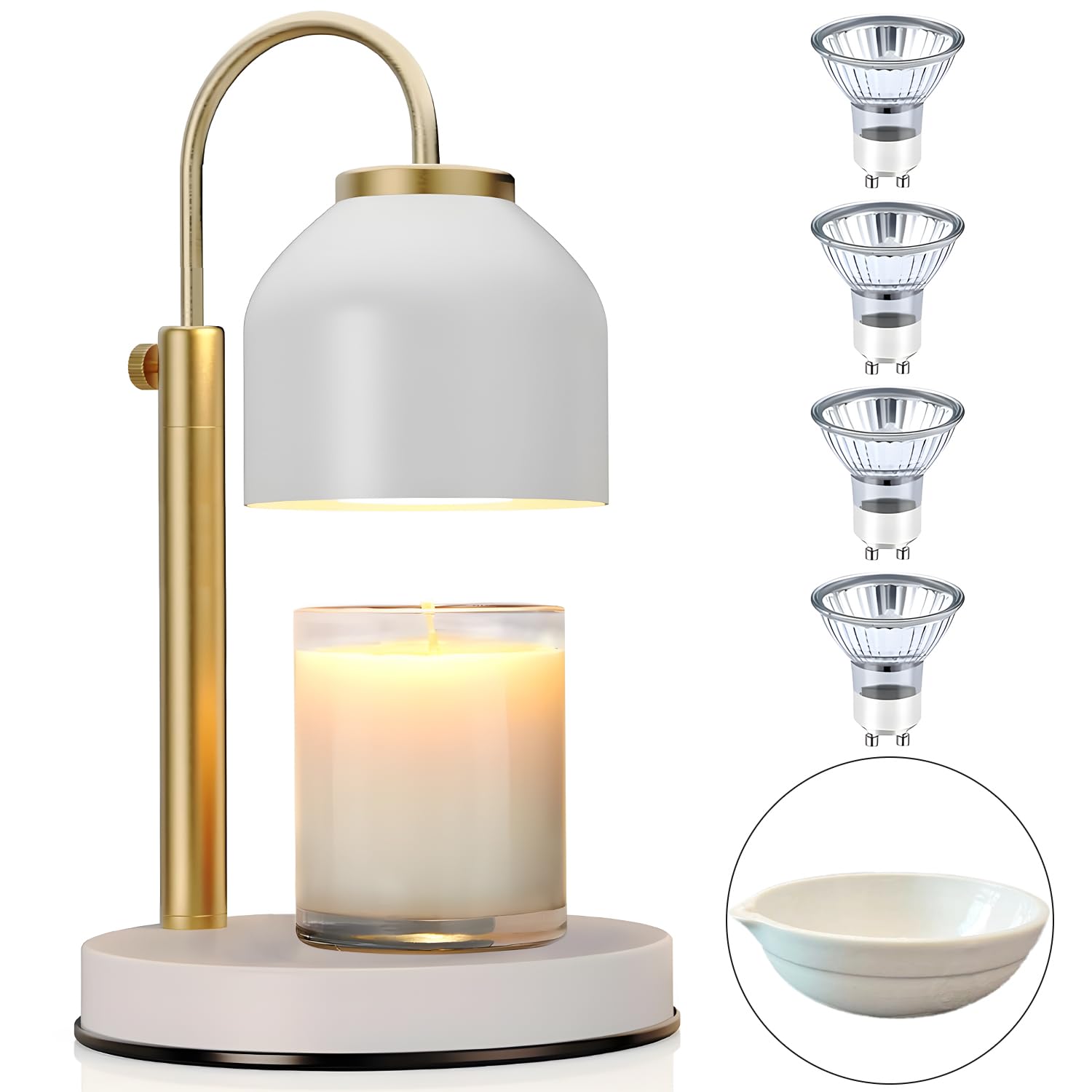Adjustable Candle Warmer Lamp Uk With Timer & Dimmer, White Electric Wax Burner