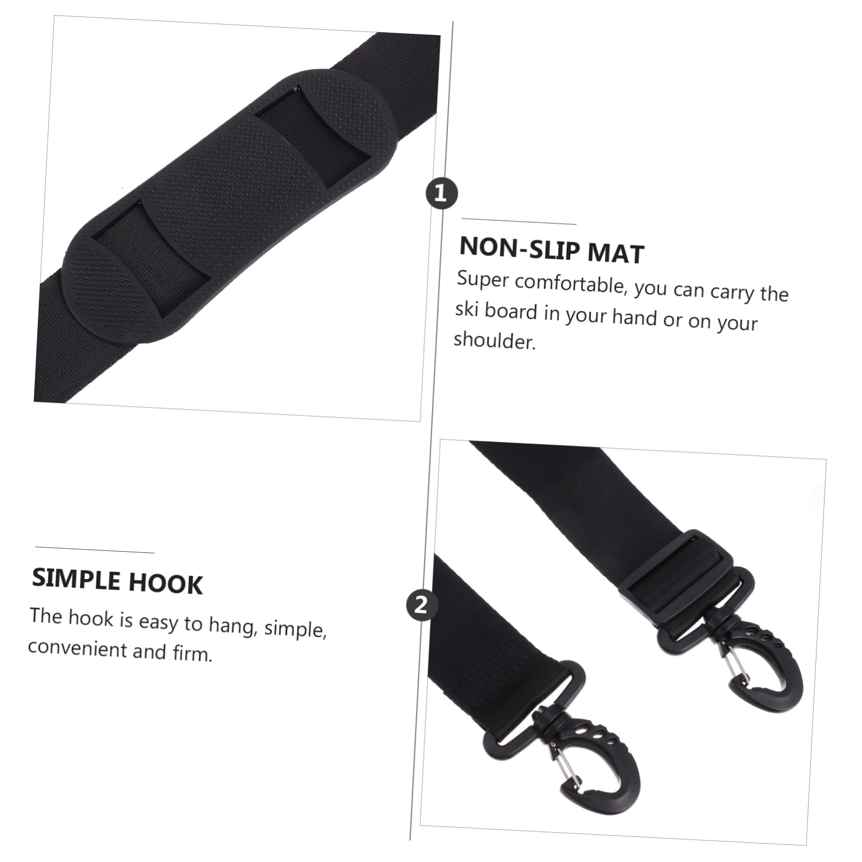 BESPORTBLE 2sets Adjustable Snowboard Carry Straps Snowboard Fixing Strap Anti-Slip Pad for Comfortable Transport Ski Accessory for Easy Carrying and Protection of Equipment