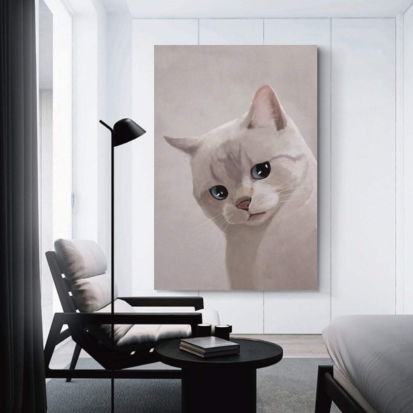 Junmoney Room Decor Wall Art Expressive Cat Meme 2, 24x36inch(60x90cm), for Living Room, Lounge Or Sitting Room, Canvas Styling for A Polished Room Look