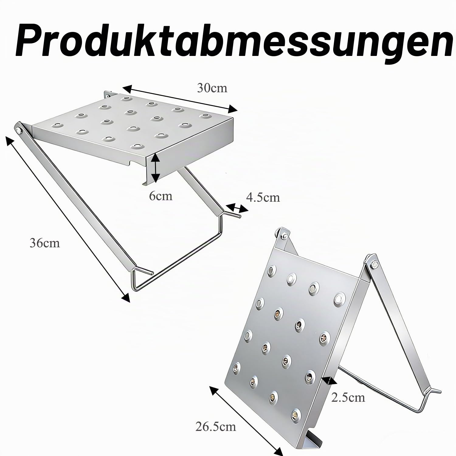 2 Stück Leiter-Arbeitsplattform,Zubehör für Arbeitsablage,Einhängetritt,Abstellpodest,Hält 150kg,für Maler und Werkzeuge,Silber