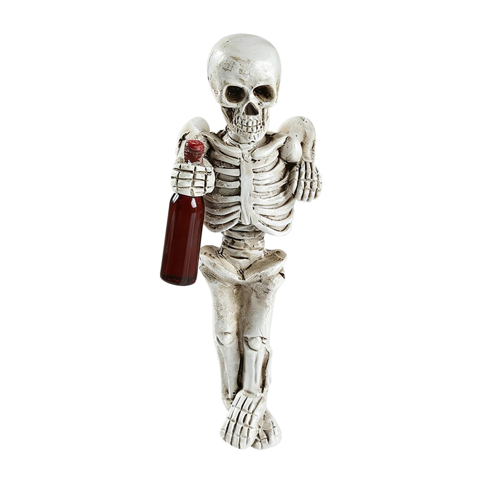 Halloween Skeleton Decor, Resin Skeleton Figurine With Wine Glass