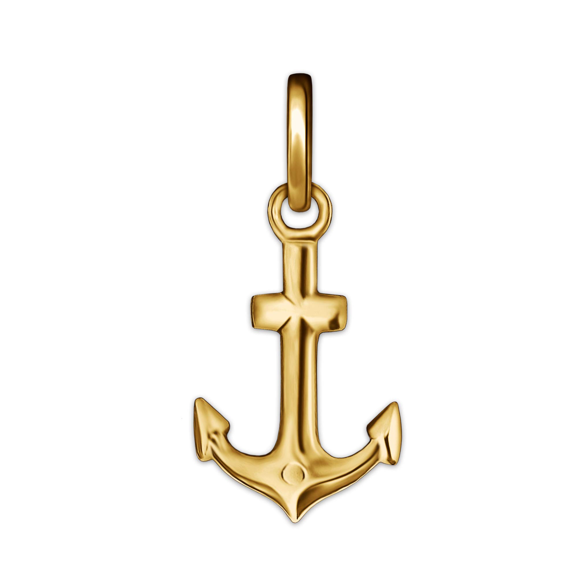 CLEVER SCHMUCKGolden Small Women's Anchor Pendant 15 mm Plain Plastic and Shiny on Both Sides 333 Gold 8 Carat