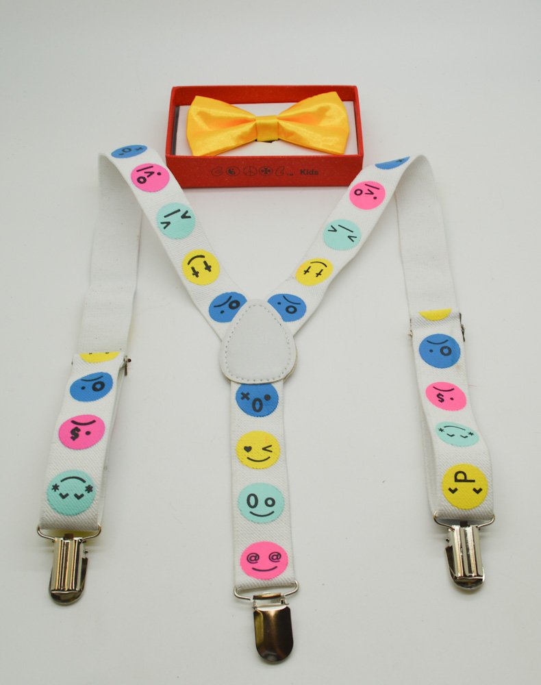 Cute Suspender and Neon Yellow Bow Tie Toddler Baby Boys Girls Child