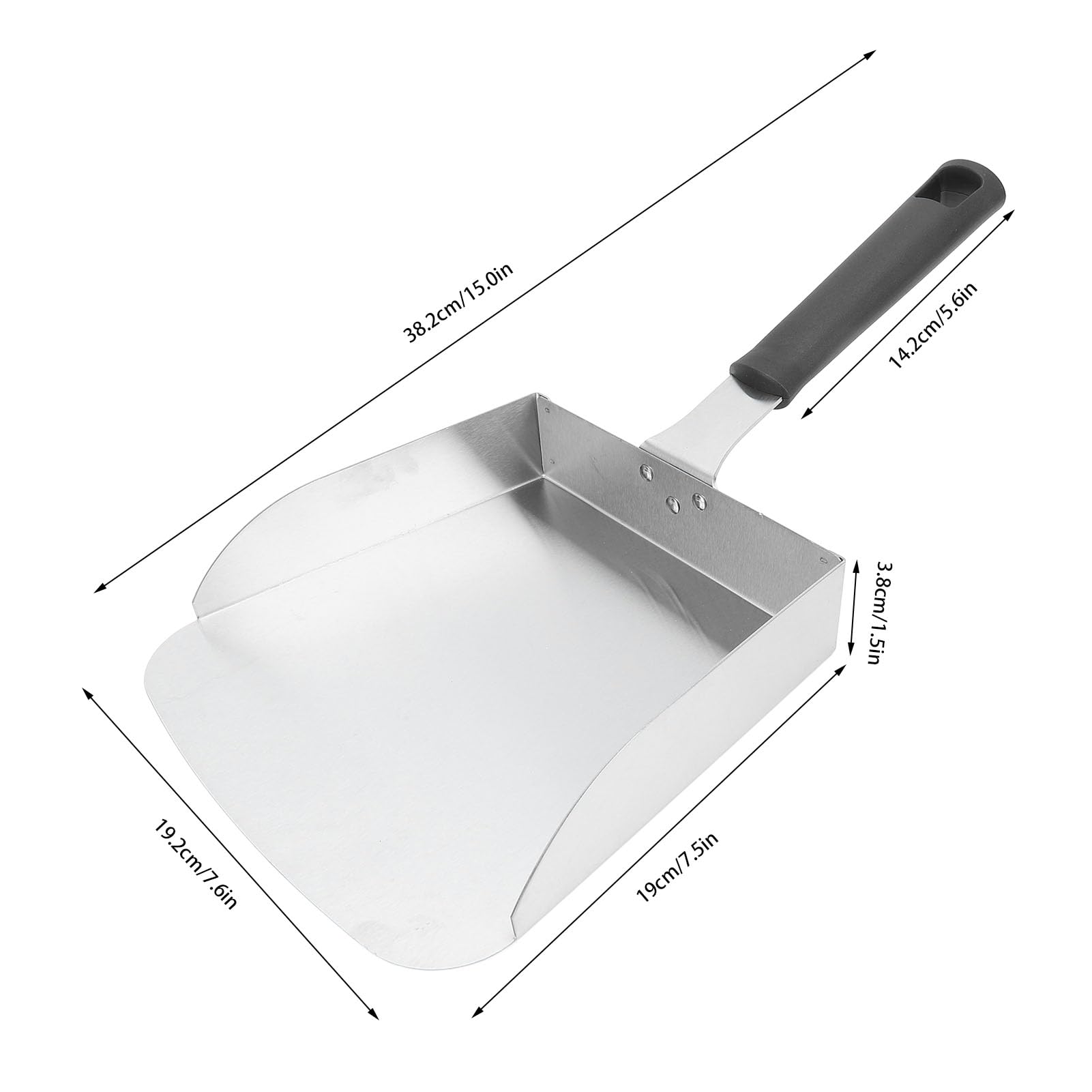 Große Grillschaufel, Edelstahl-Lebensmittelschaufel, Grill-Food-Mover, Edelstahl-Grill-Food-Mover, Lebensmittelschaufel, Burger-Spatel für Pfannengerichte