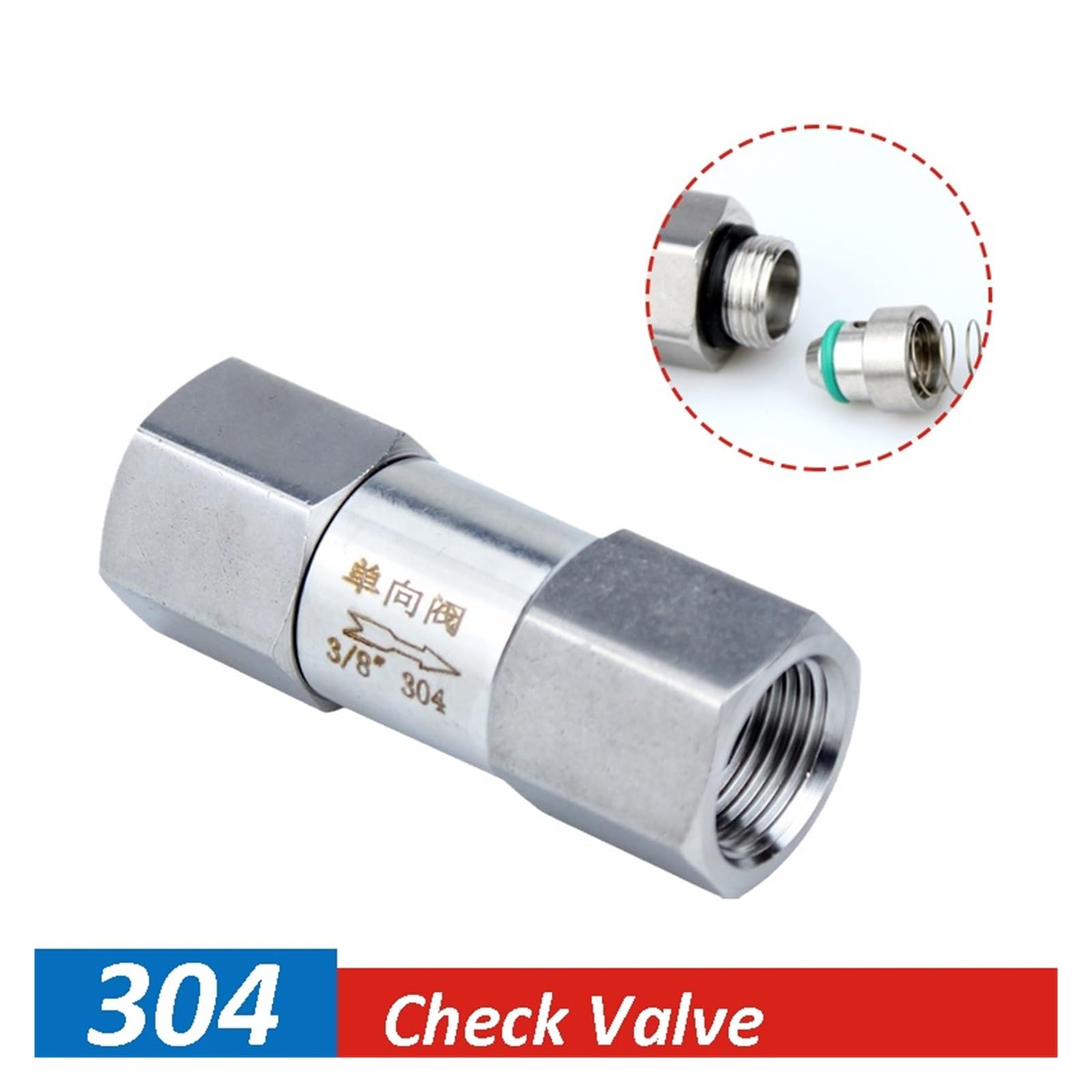Clapet Anti-Retour, clapet Anti-Retour, 1/8'' 1/4'' 3/8'' 1/2'' 3/4'' 1'' BSPP Pouce Tube Femelle SS304 SS316 clapet Anti-Retour de Carburant unidirectionnel(SS316,0.5 inch)