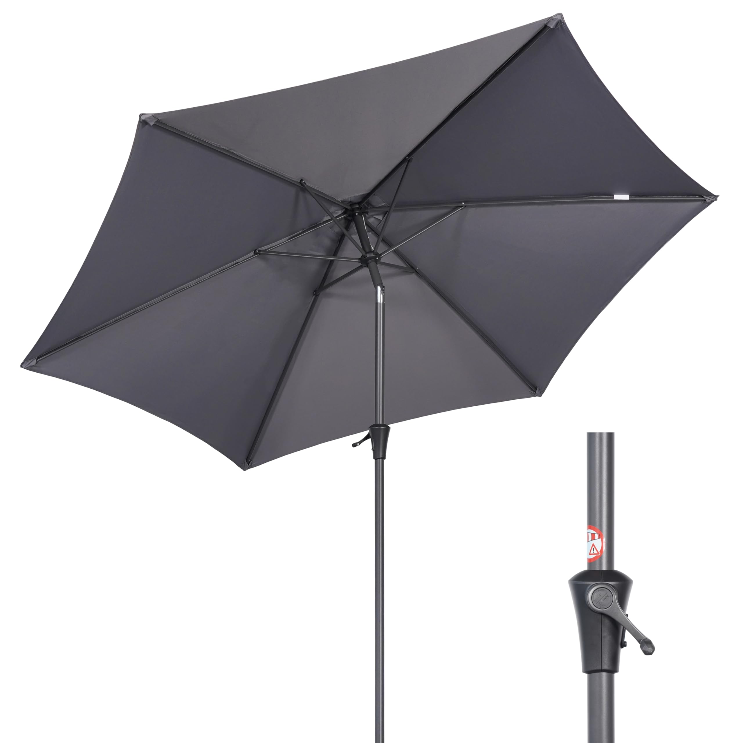 Deuline Alu Sonnenschirm Ø300cm Gartenschirm Terrassenschirm Marktschirm neigbar mit Kurbel Aluminium Mast UV50+ Bespannung MALTA+