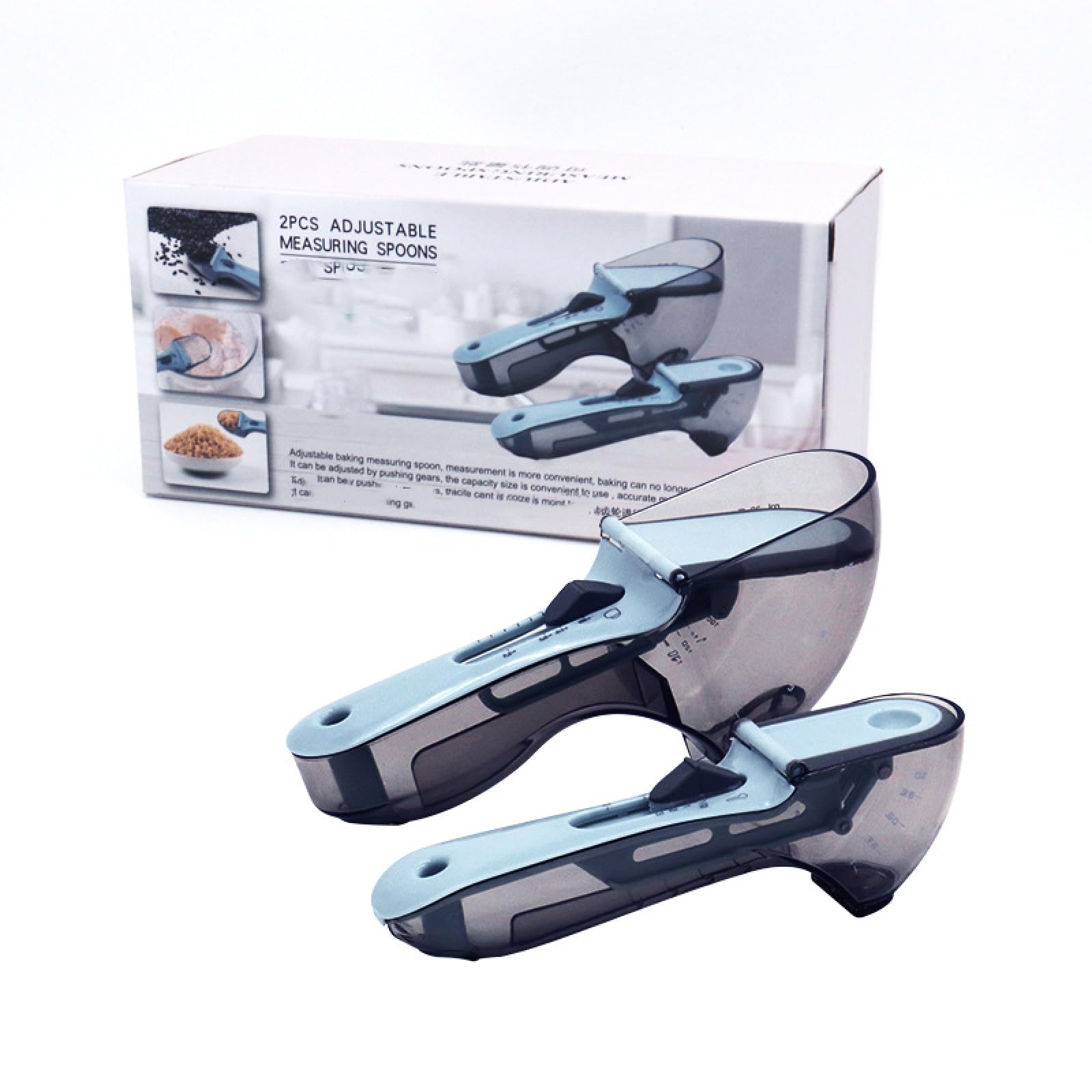 Cuillère à mesurer réglable avec gravure, cuillère à pâtisserie magnétique for lait en poudre, cuillère à mesurer en plastique/23 (Size : Size measuring spoon set of 2 (color box))