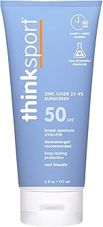 ThinkSport Sunscreen 50 SPF 177ml (6oz) - Safer Zinc Oxide Mineral Formulation - Ideal for all Sport and Outdoor Pursuits - Non-Toxic Ingredients