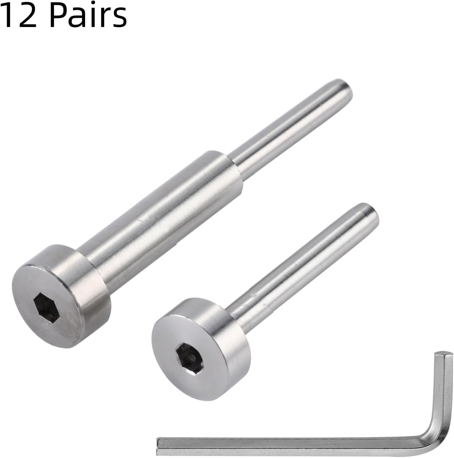 Cable Railing kit 1/8" Invisible Swage Threaded Stud Hex Head Fitting Receiver Terminal for Wood & Metal Post with Allen Wrench 12 Pairs,316 Stainless Steel Marine Grade