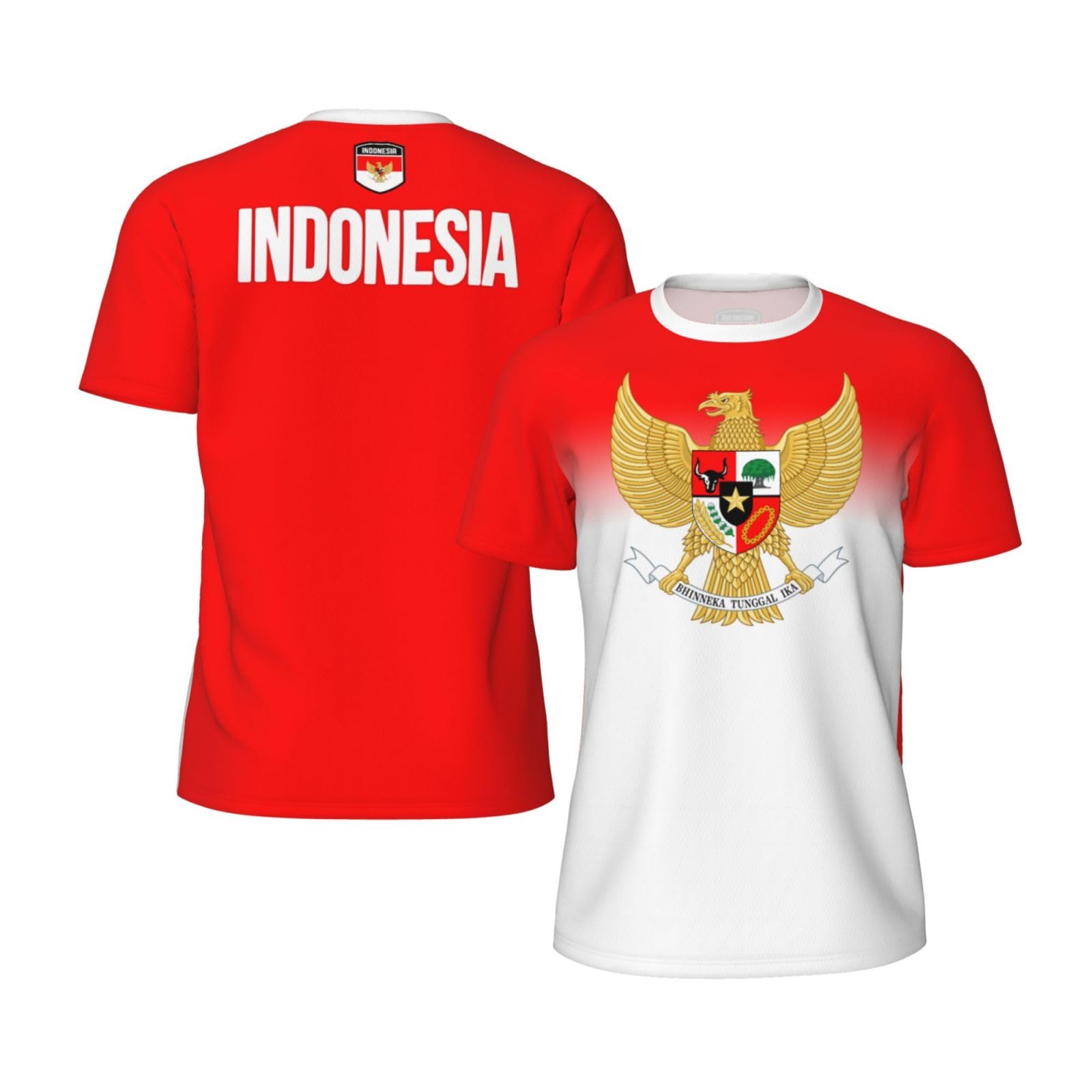 DJNGN Indonesia Flag T-Shirt Jerseys for Running Soccer Fans Tennis Fitness Sports Gradual Color Shirts