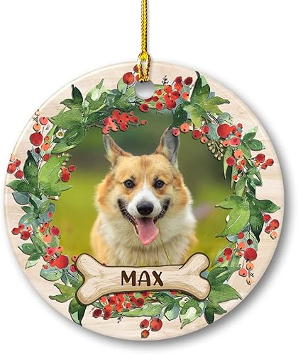 Vista 52 de SANDJEST Adornos personalizados de cerámica con foto personalizada para cachorros de primera Navidad 2024 para amantes de los perros, corazones