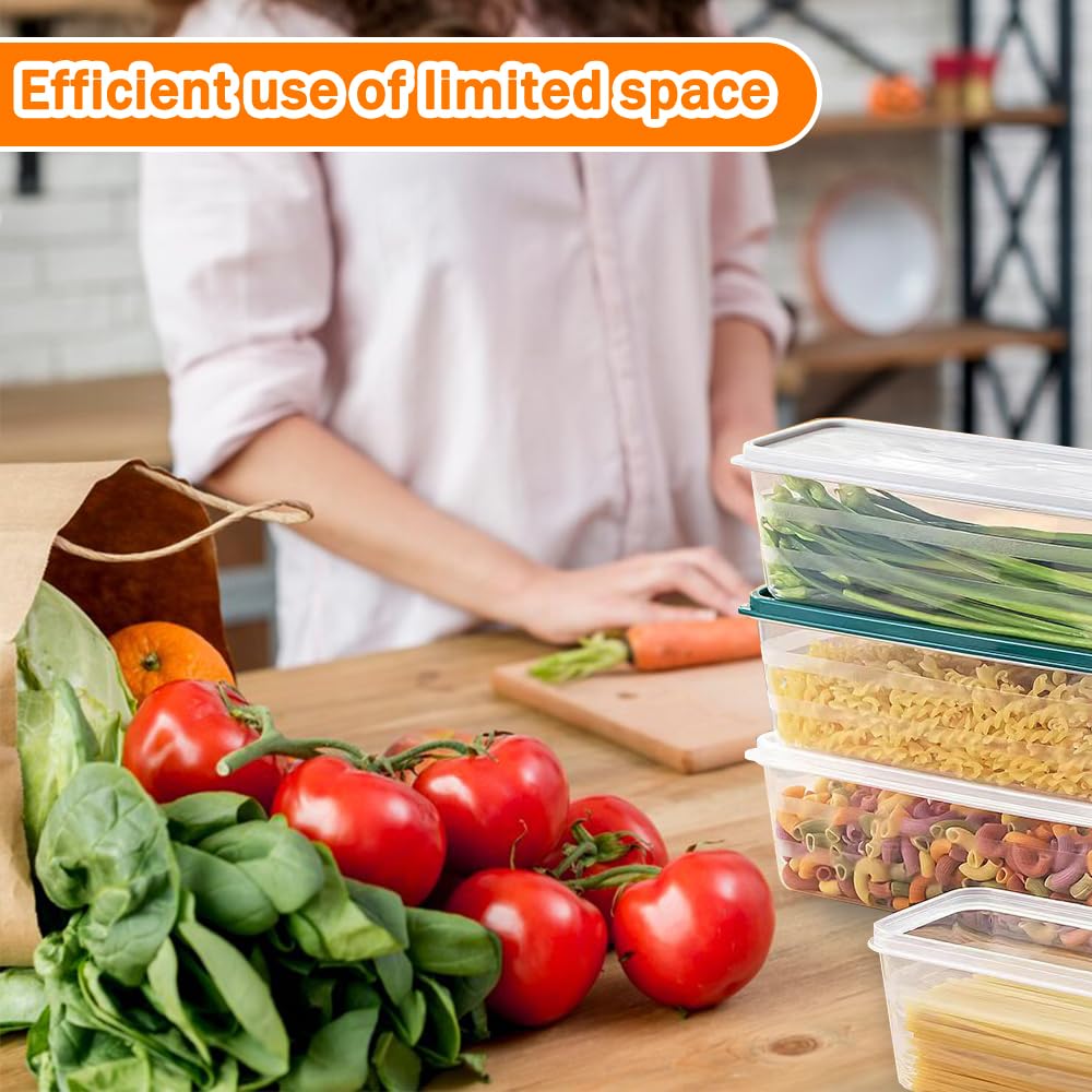 3 pojemniki do przechowywania spaghetti w pozycji leżącej z pokrywką, do przechowywania | Pojemnik na makaron spaghetti do przechowywania makaronu, spaghetti i suchych produktów spożywczych