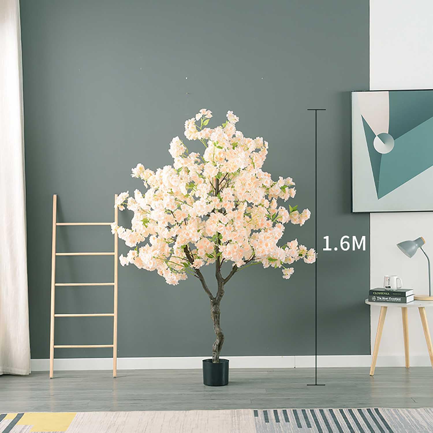 Artificial Cherry Tree Weeping Cherry Tree White Cherry Tree for Indoor Outdoor Home Office Party Table Center Wedding (Champagne Color, 5FT/160CM)