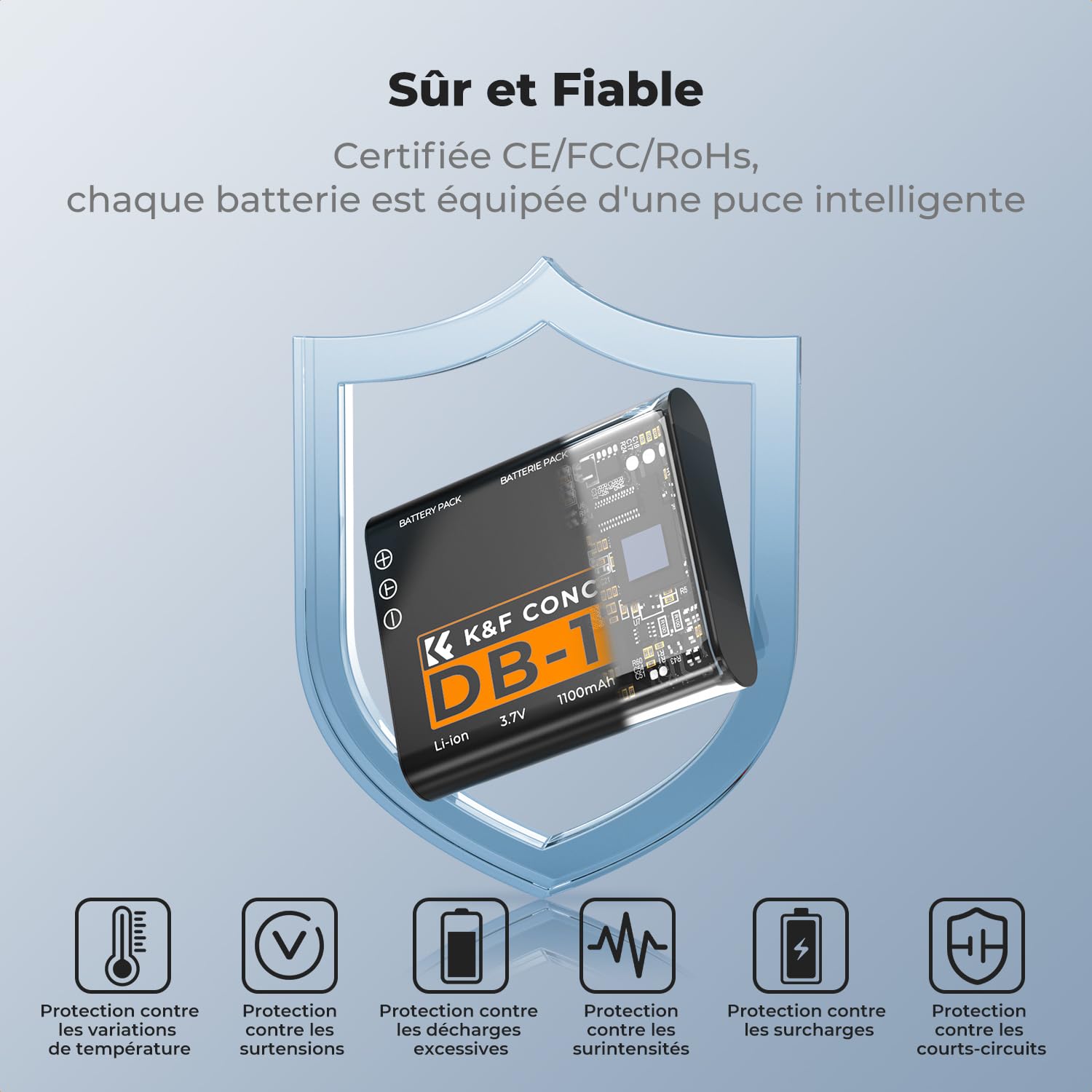 K&F CONCEPT 2 Batteries DB-110 + Chargeur LCD à Double Fente Compatible avec Utilisant des Batteries Li-90B/Li-92B Olympus TG7/6/5/4,Ricoh GR III, GR IIIx, Theta X, WG-6, G900, G900 II, G900SE II.