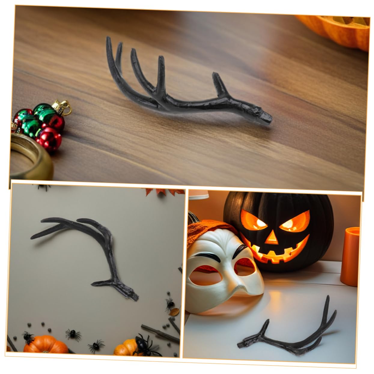 Veemoon 3 Paires Cerceau de corne d'Halloween casque de corne gothique bandeau de costume de costumes Plastique Noir