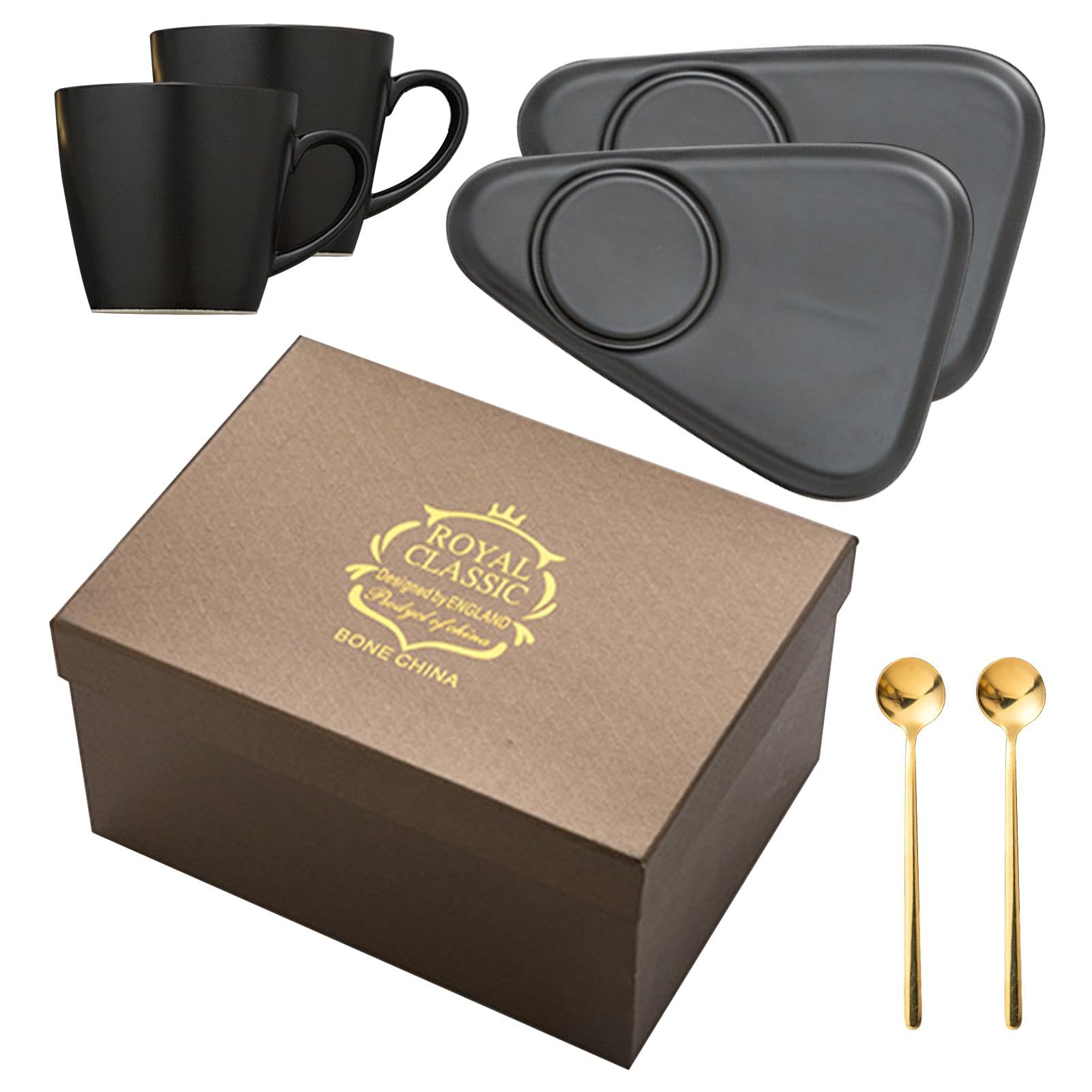 Cappuccino-Tassen-Set, Espressotassen aus Keramik Hitzebeständige | Kaffeetassen-Set mit Untertassen und Löffeln für Freundin, Ehefrau, Freundin, Schwester, Tochter
