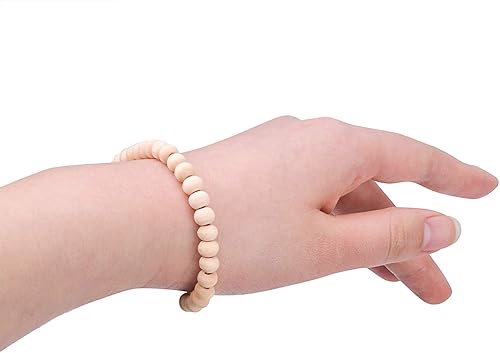 Miniatura 7 de BronaGrand 200pcs 0.236 in Color Natural Bola Redonda Madera Espaciador Perlas Joyas Hallazgos Encantos