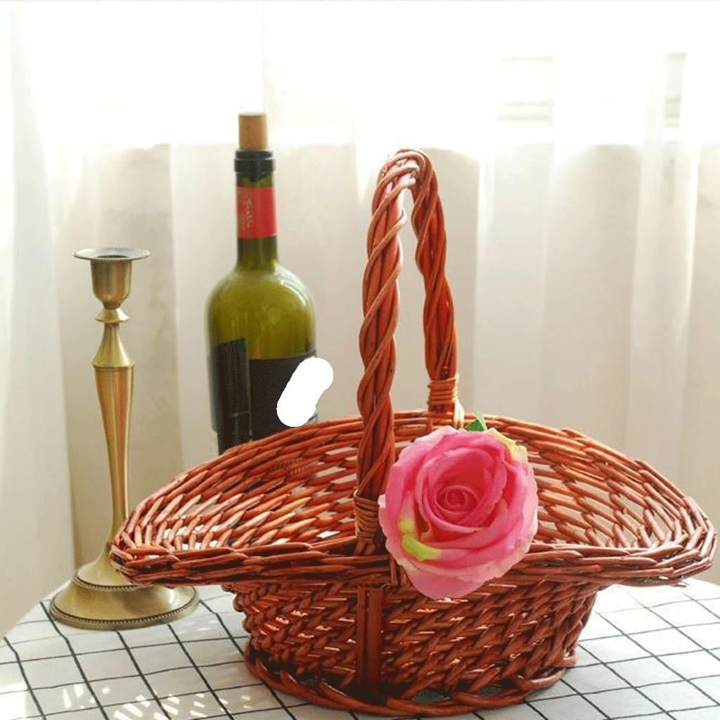 Rattan Carry Basket Rattan Fruit Basket Dance Photo Props Flower Girl Scattering Flower Size Flower Basket Hand