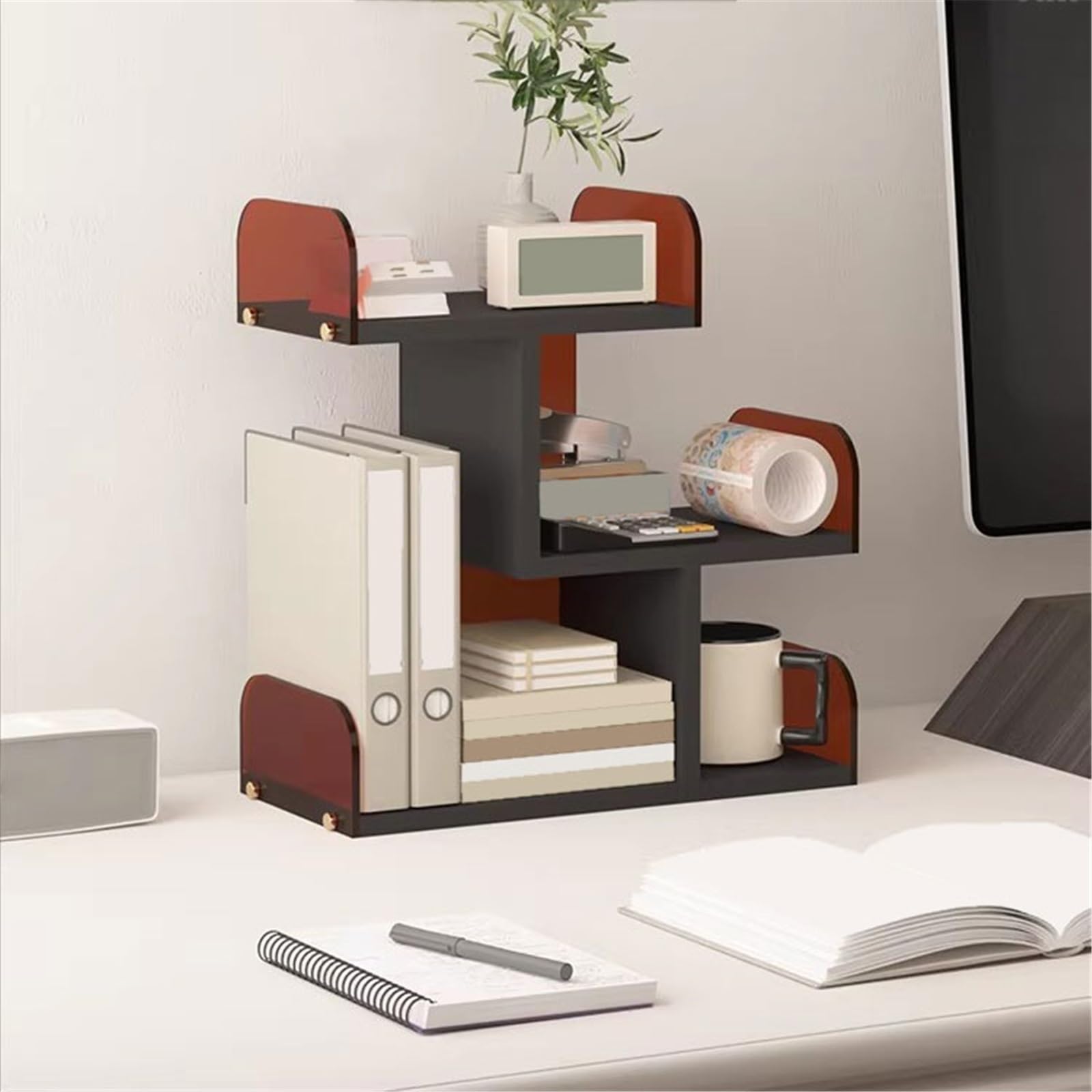 Regał regałowy Split-Level Storage Desktop Akrylowy regał na książki Organizator