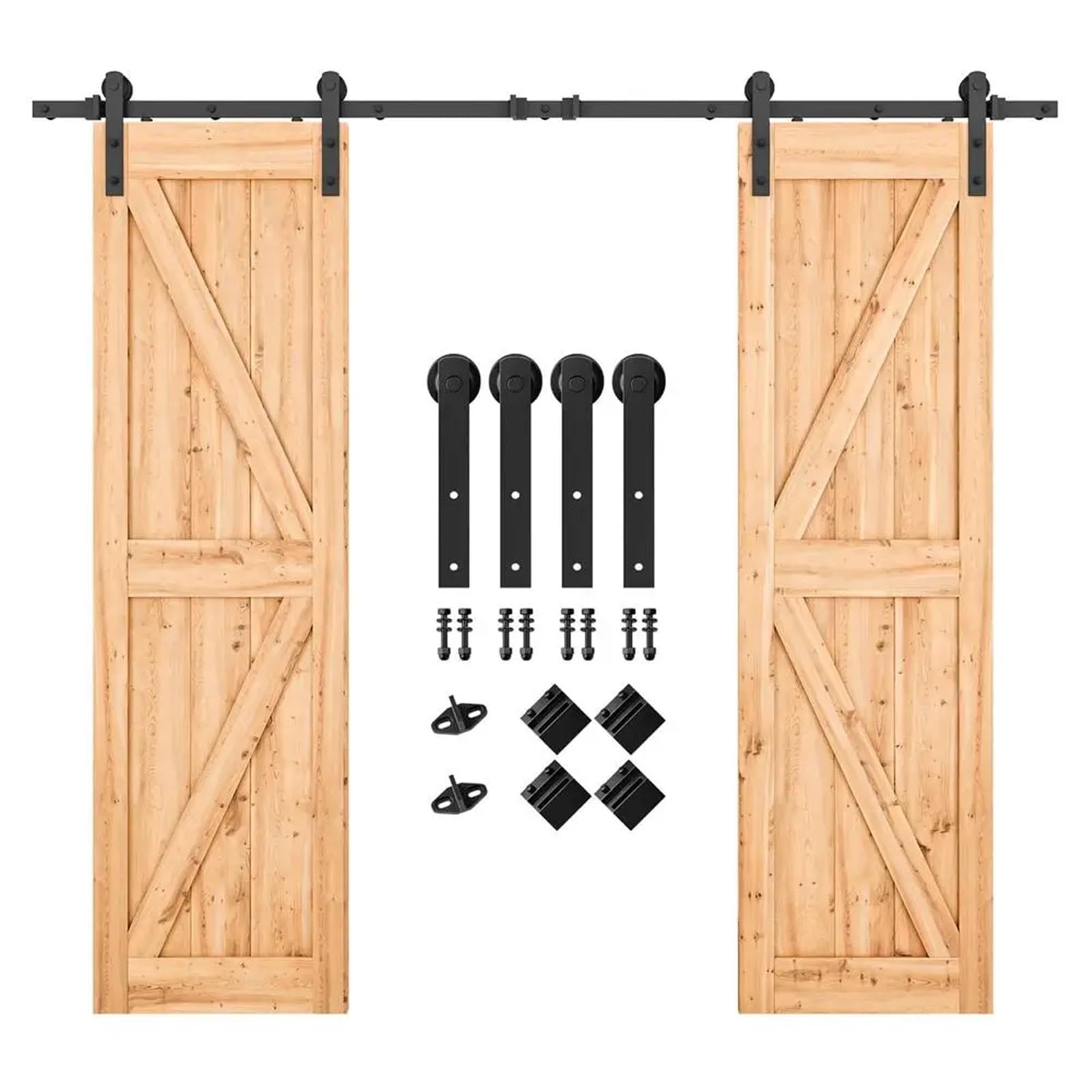 Csdasw One Color Heavy Duty Double Barn Door Hardware Kit 8.2Ft Smooth & Quiet Sliding Operation Easy Install With Step-By-Step Guide Supports Smooth And Quiet