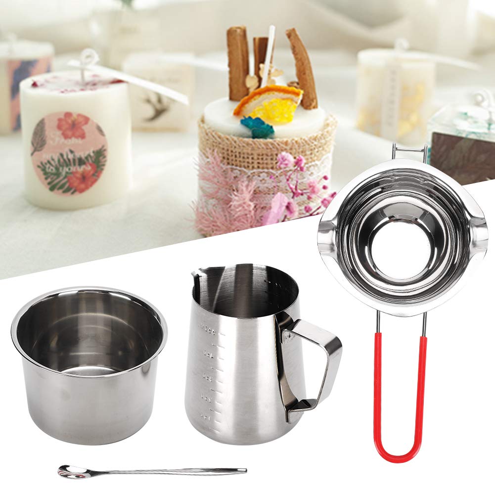 SYH&AQYE Kit para Hacer Velas, Olla para Hacer Velas de Acero Inoxidable con Canales para Verter, Herramientas Artesanales de Bricolaje de Alta Temperatura para Derretir Cera