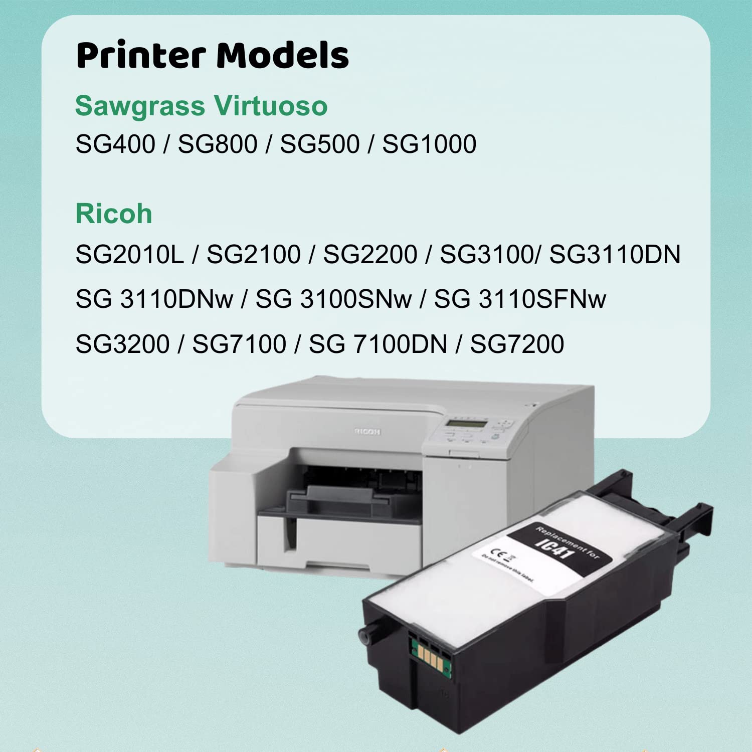 Sawgrass - Unidad de recolección de residuos de repuesto para Sawgrass SG400 SG500 SG800 SG1000 Ricoh GC41 depósito de tinta de residuos de impresora, 1 paquete 2