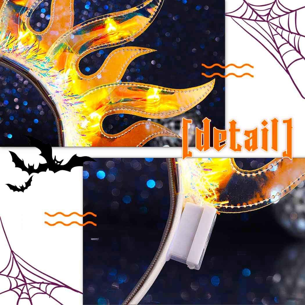 REETAN ライトアップ ファイヤーヘッドバンド 炎 ヘッドピース レイブ ヘアアクセサリー 女性用