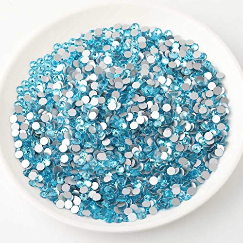 Image of Beadsland Flat Back Crystal Rhinestones,Aquamarine, SS40, 144pcs | Round Glass Gems, 8.3-8.6mm, for Nail Art Craft, Glue Fix