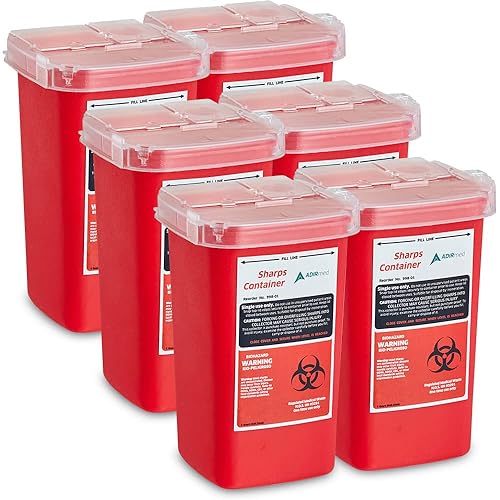 AdirMed Contenedor de eliminación de agujas afiladas para el hogar clínica oficina peluquero con tapa abierta 5 cuartos de galón paquete de 2
