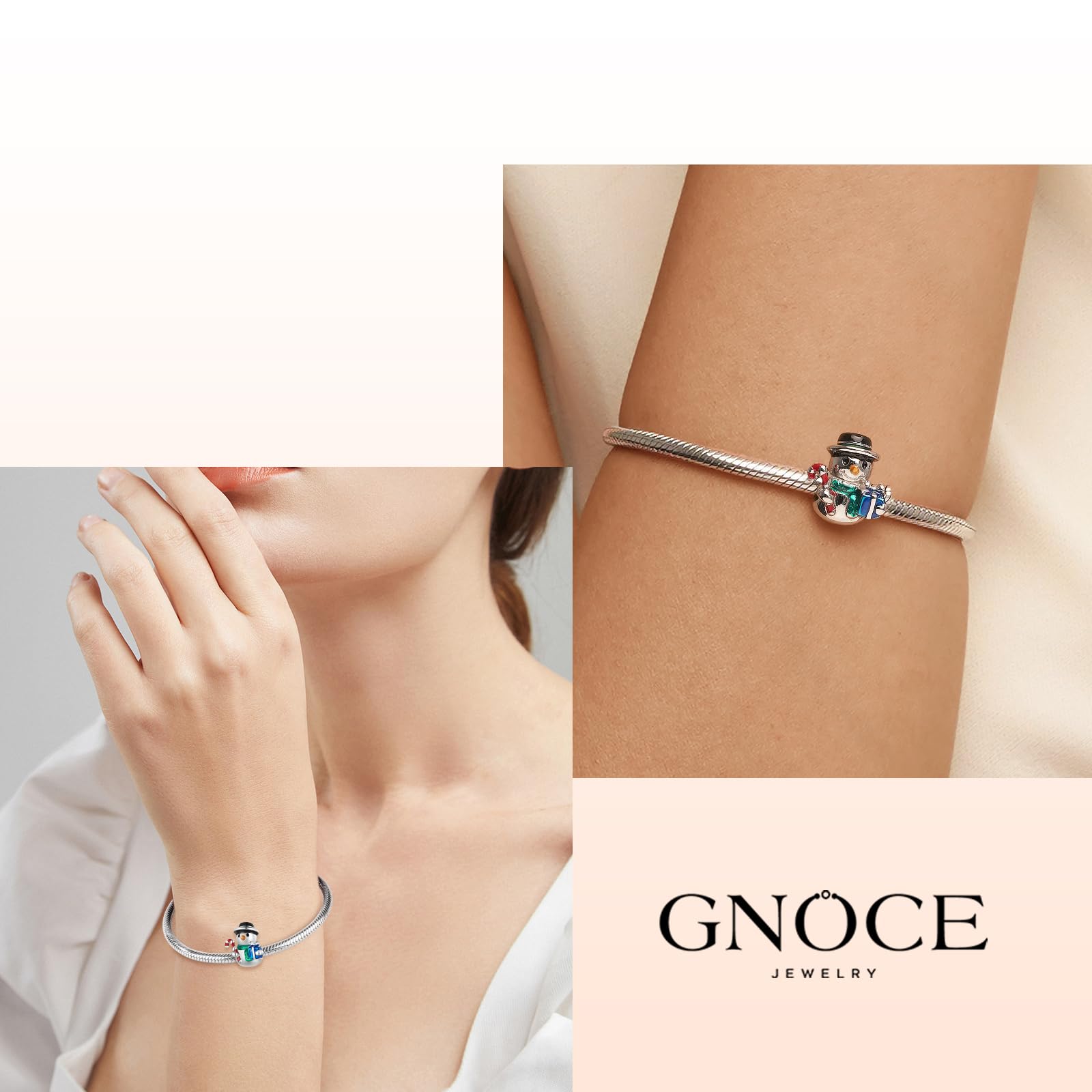 GNOCE Charm in Argento S925 Sterling Silver Charm Bead Adatto a Bracciale & Collana Regali di Natale per Donne Ragazze Amici