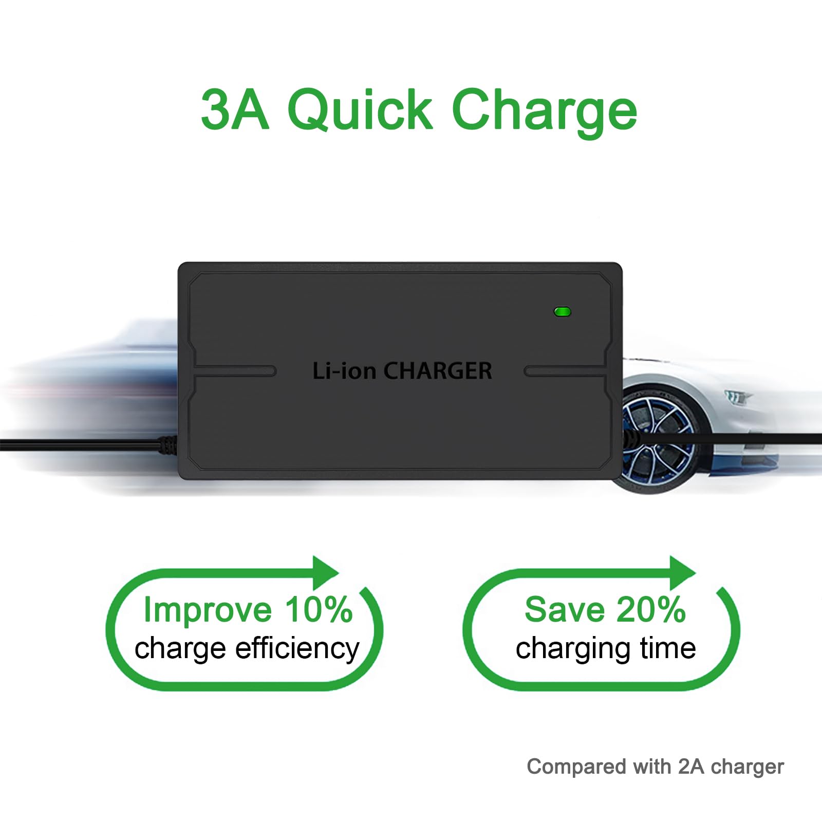Chargeur Batterie Lithium 60V 3A Scooter électrique, Chargeur Trottinette électrique 67.2v. 16S Li-ION Batterie Chargeur avec Connecteur