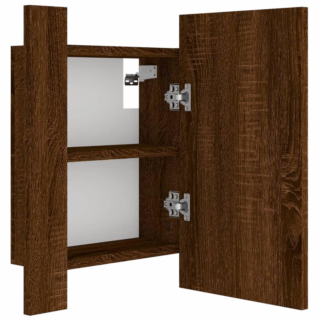 vidaXL Mobile Bagno Specchio LED Rovere Marrone 40x12x45cm Multistrato
