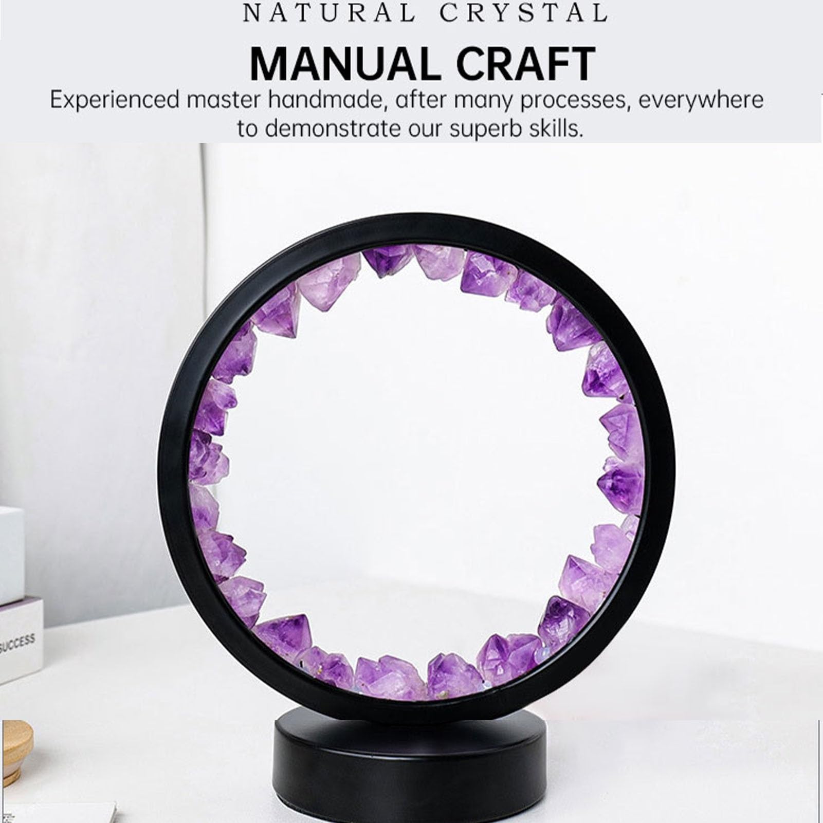 Amazon.co.jp: 天然アメジストラウンドナイトライト、ベース付き