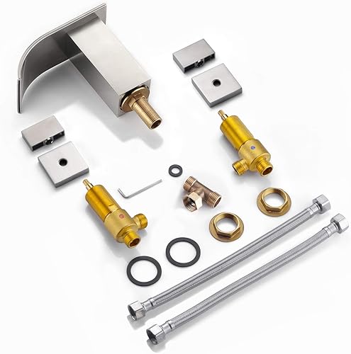 Vista 25 de Grifo de bañera romana en cascada, color negro mate, relleno de bañera con ducha de mano, alto flujo, SUMERAIN Mate negro