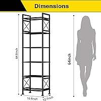 Vista 2 de GIOTORENT Estantes de almacenamiento de despensa, estante de almacenamiento de metal de 6 niveles con marco lateral en forma de X, estante