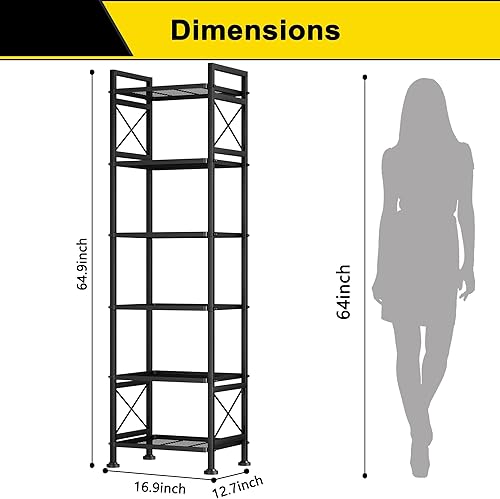 Miniatura 2 de GIOTORENT Estantes de almacenamiento de despensa, estante de almacenamiento de metal de 6 niveles con marco lateral en forma de X, estante
