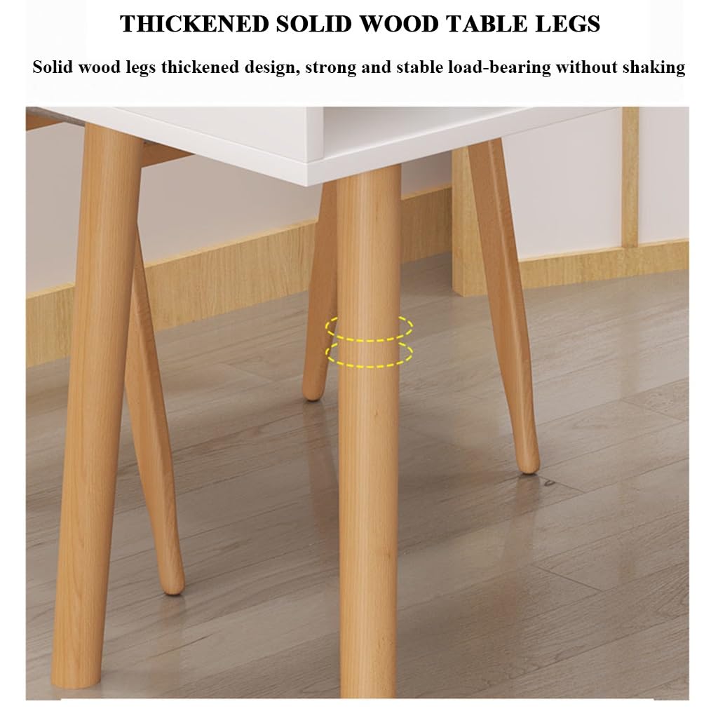 Mesa de manicura Profesional con cajón de imitación de mármol y Patas de Madera Maciza, Banco de Trabajo Ideal para técnicos de uñas (Estilo 1, 120 x 40 x 78 cm)