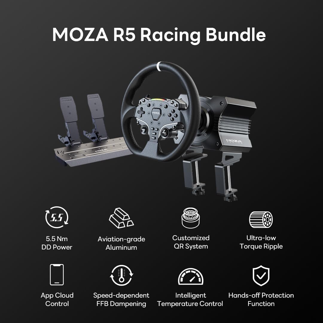 Amazon.com: MOZA R5 All-in-One PC Gaming Racing Simulator: 5.5Nm