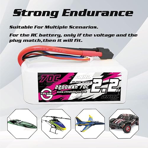 Miniatura 5 de CNHL 4S Lipo Battery 2200mAh 70C 14.8V Funda suave con enchufe XT60 para RC coche, avión, camión, barco, heli, avión Drone (paquete de 2)