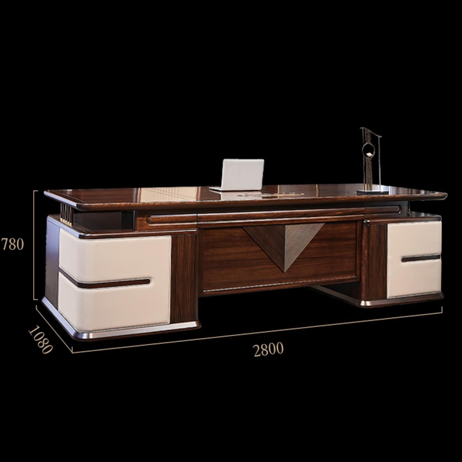 L Shaped Executive Desk with Bottom Shelves Business Workstation Home Office Desk with Metal Frame Gaming Table Workstation Drawers, Business Furniture for Home Office