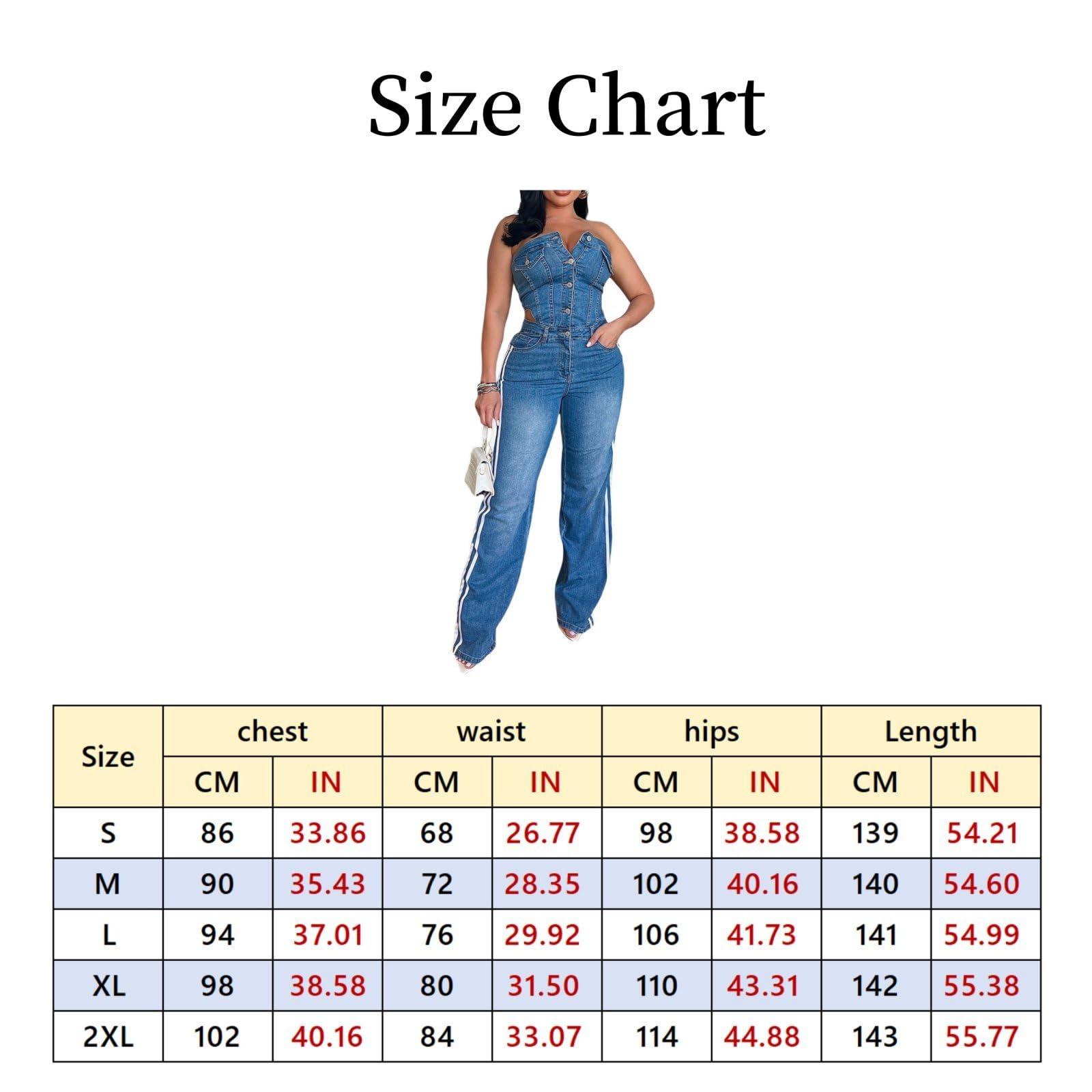 Damskie dżinsowe kombinezony zapinane na guziki Hollow Tube Top W paski Pełnej długości Jeans Pajacyki