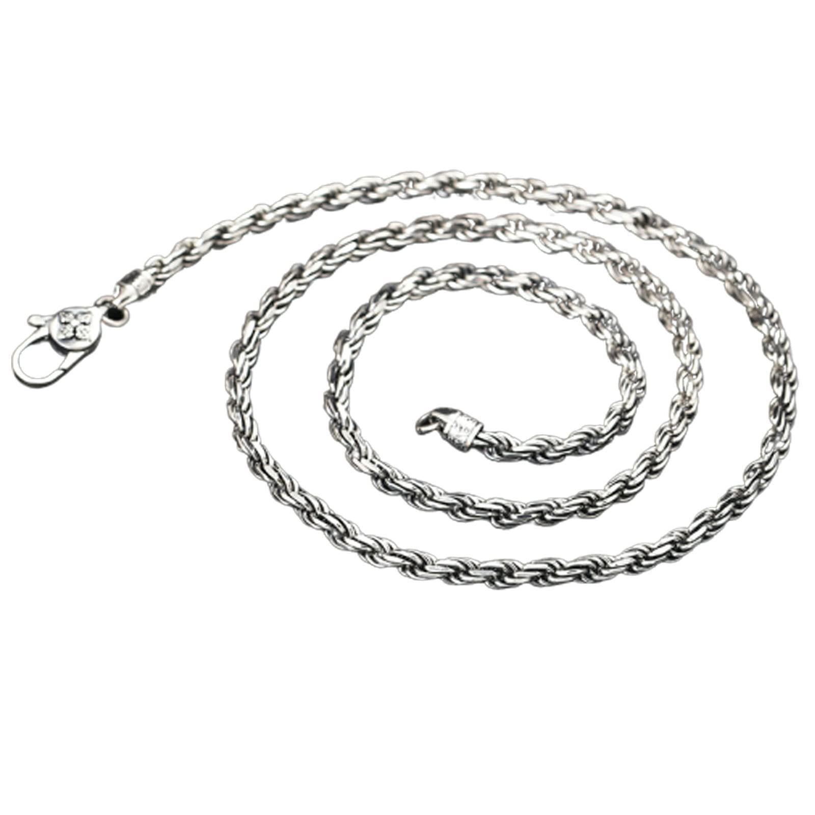 KnSam Collar para hombre con colgante Vajra Rope Chain Necklace 4 mm 925 plata cadena gótico punk hombre cadena de plata 925 plata, Plata 925.,