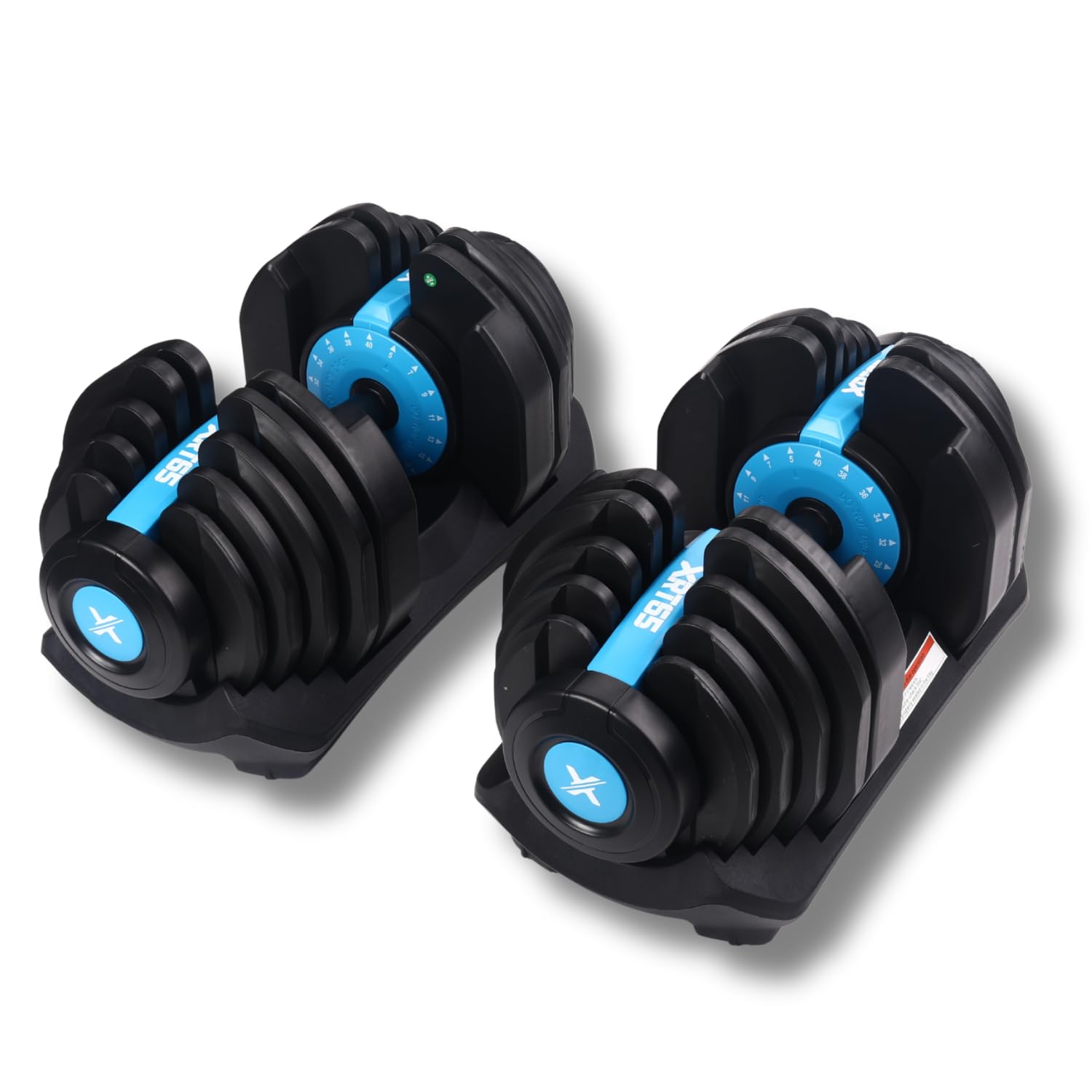 XRT65 Adjustable Dumbbells Set of 2 (4–40 kg) | Heavy 17-Level Adjustable Weights | No-Freeze Dial Mechanism | Designed in USA | Professional Dumbbell Set for Home Gym & Strength Training | Black + Blue