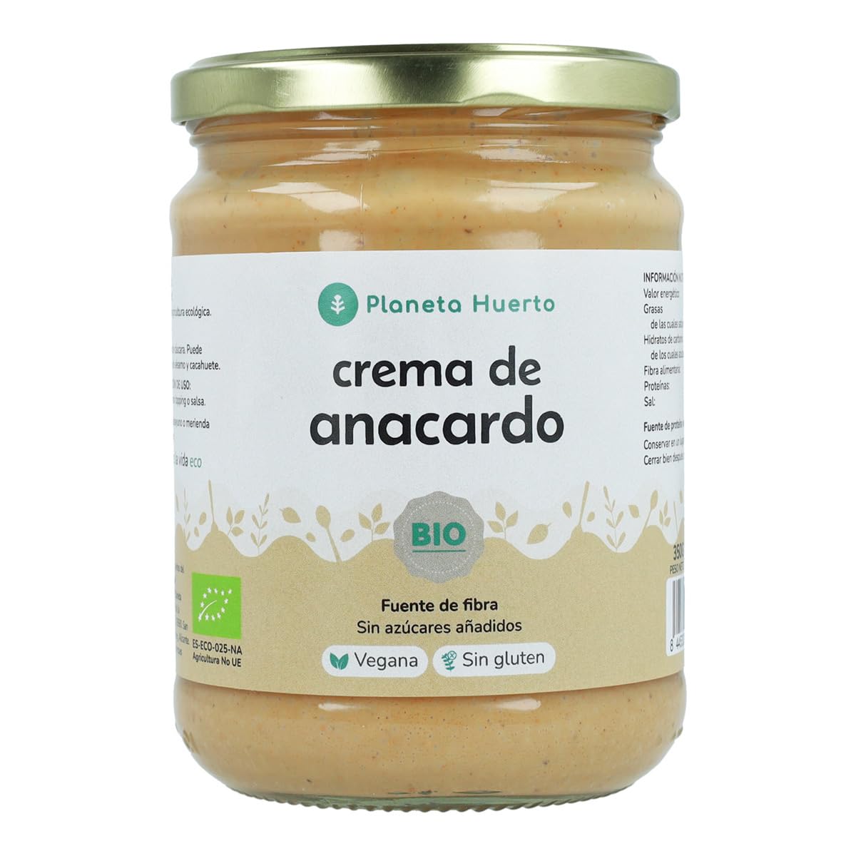 PLANETA HUERTO | Crema de Anacardo ECO 350g - Pasta de Anacardos Ecológicos 100% para una Dieta Equilibrada y Saludable