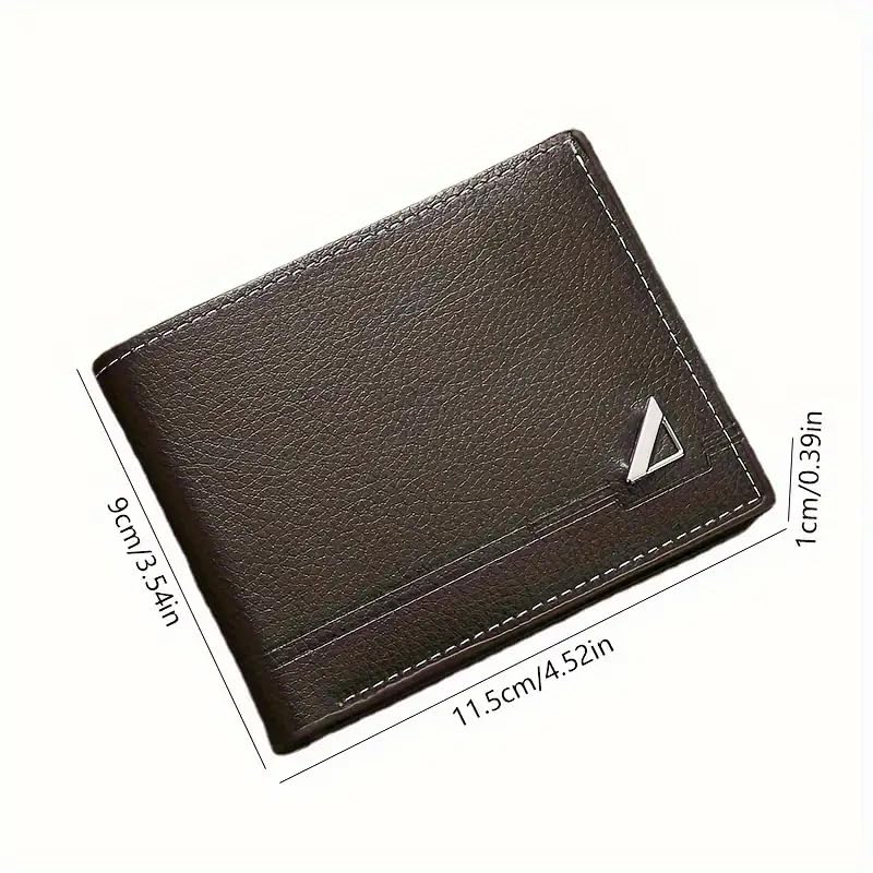 Men's Business Horizontal Short Wallet Money Clip, Fashion Large Capacity PU Leather Wallet2