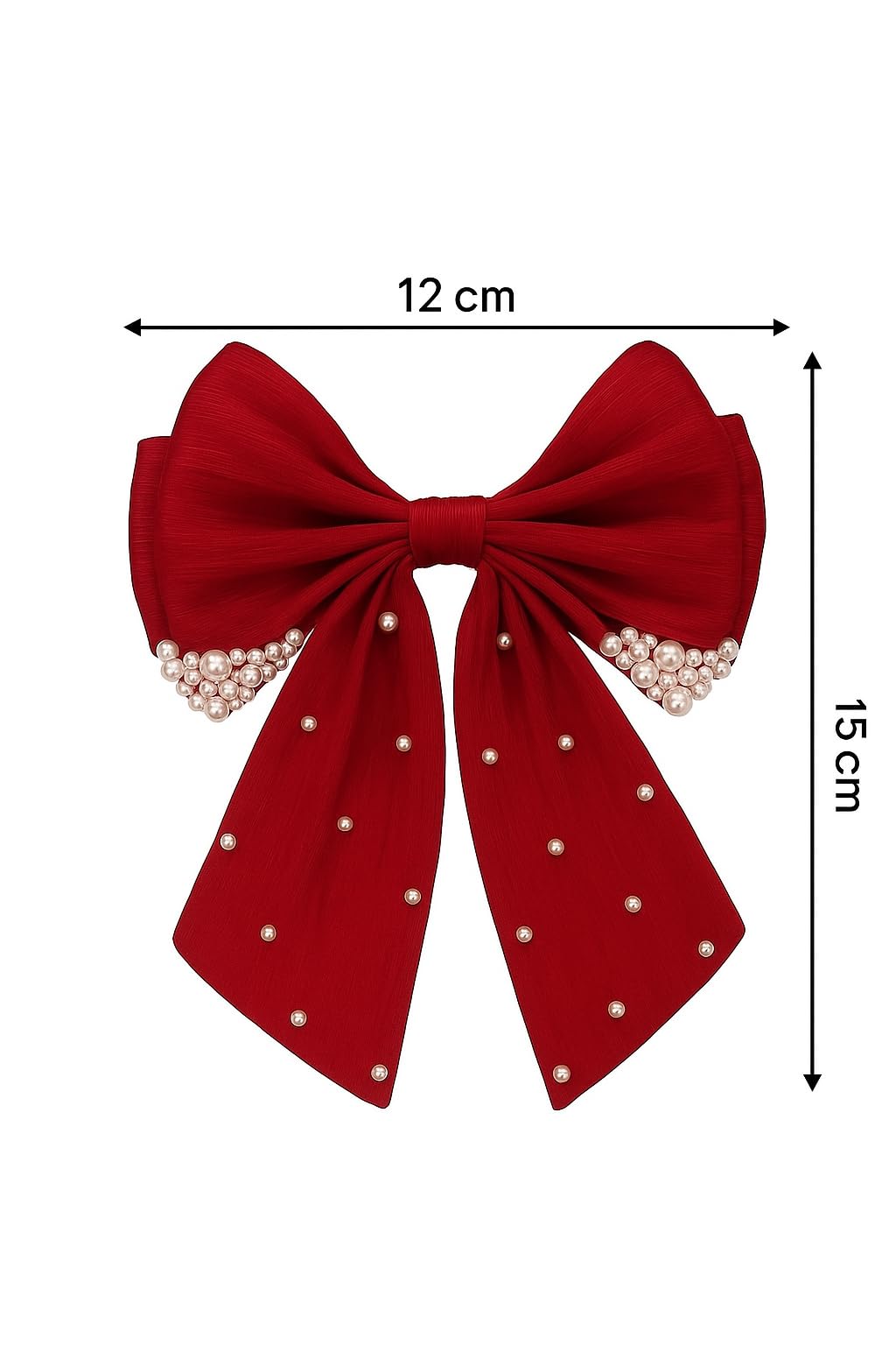 Hair bow clip for girls and women,Elegant Dark Red Satin  display picture 2