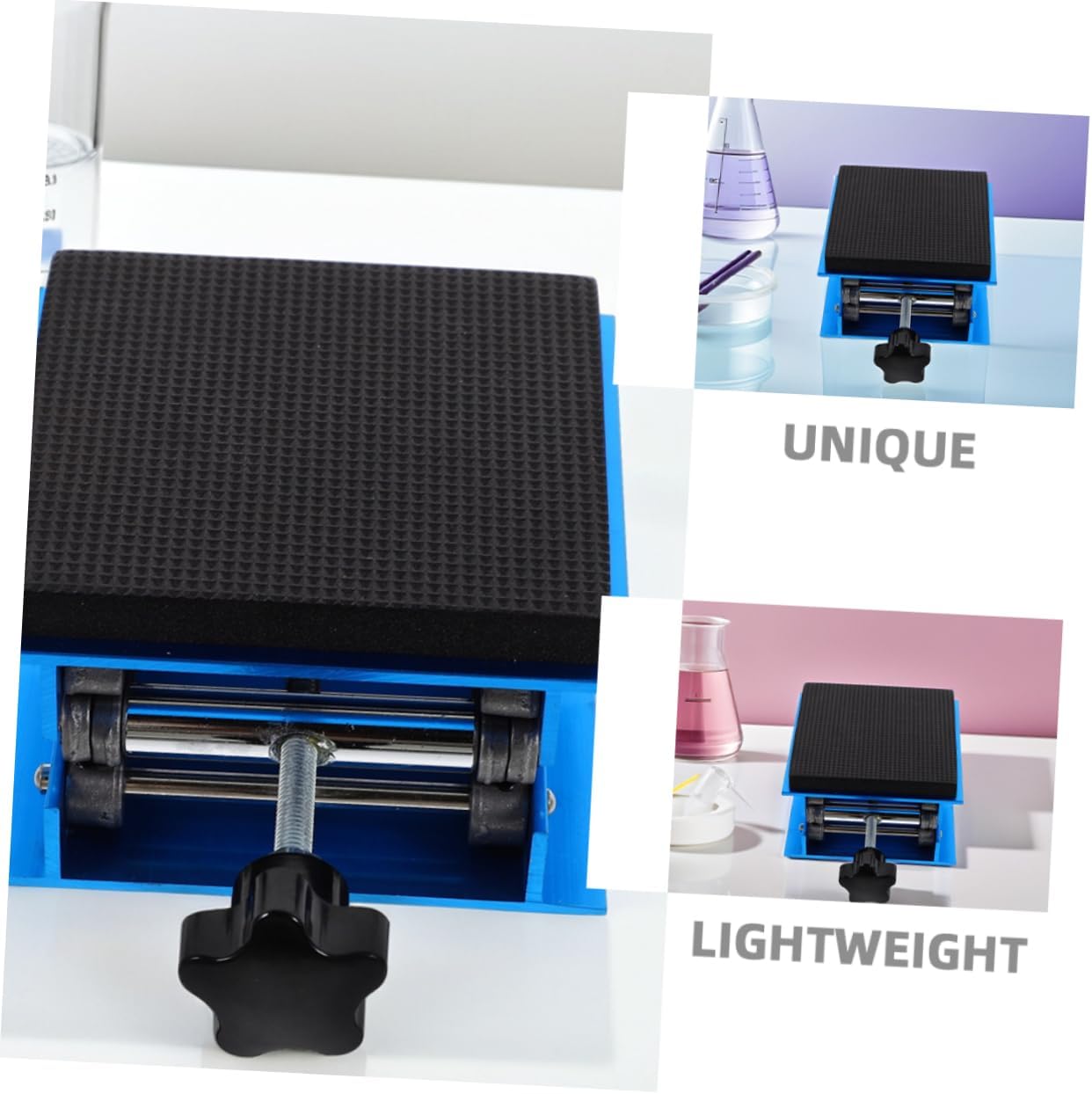 Generic Aluminum Lab Jack Stand with Adjustable Height Shock Absorbing Capacity Slip Design for Stable Laboratory and Woodworking Applications