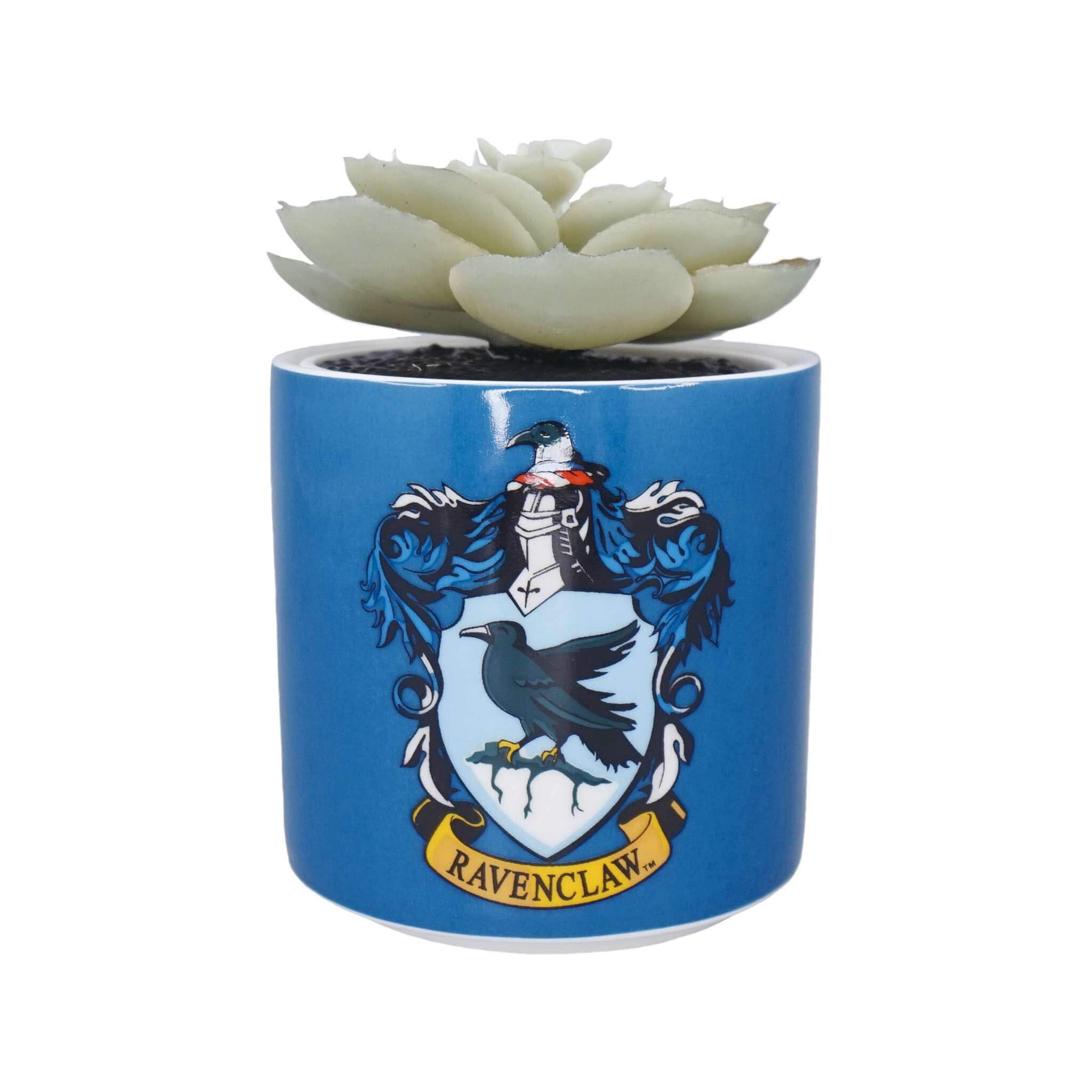 Harry Potter Half Moon Bay Ravenclaw | Indoor Ceramic Plant Pot | Small Decorative Planter for House Plants | Blue Succulent Pot with House Crest | Ravenclaw Gifts