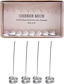 Creative Co-Op 8-Piece Zinc Alloy Appetizer Picks with Mouse Design, Silver